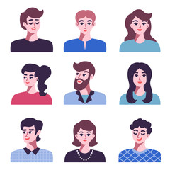 Set of positive men and women avatar icons