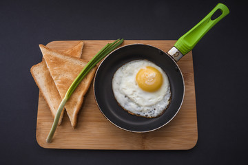 Fried eggs in a frying pan