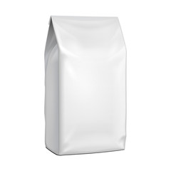 Blank Stand Up Pouch Snack Sachet Bag. Mock Up, Template. Illustration Isolated On White Background. Ready For Your Design. Product Packaging. Vector EPS10