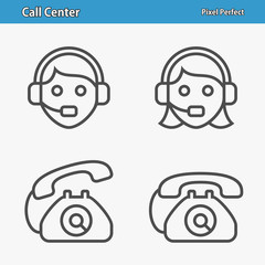 Call Center Icons. Professional, pixel perfect icons depicting various call center and customer service concepts. EPS 8 format.