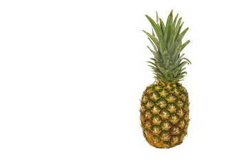 Ripe whole pineapple isolated on white background