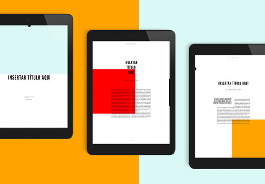 Diseño de eBook en color brillante en bloque
