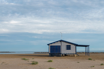 Fototapeta na wymiar wooden house on the mediterranean beach