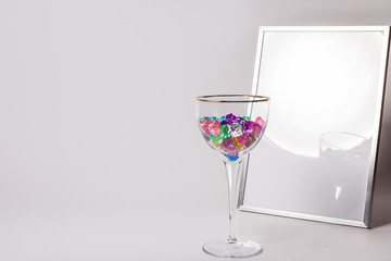 wine glass with crystals