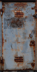 old rusty shabby iron box with gray paint