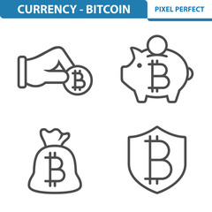 Bitcoin Icons. Professional, pixel perfect icons depicting various Bitcoin concepts. EPS 8 format.
