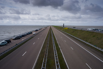 The Afsluitdijk  dam in the north of the Netherlands