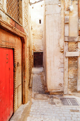 Narrow street in medina of Fez, Morocco