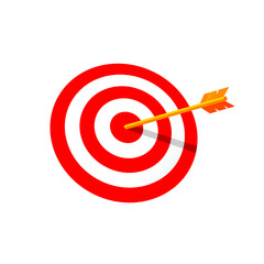 Arrow hitting the bullseye target illustration