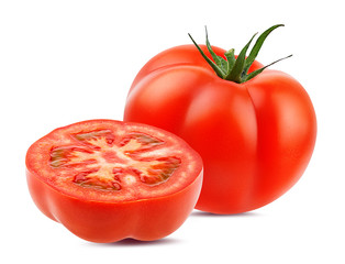 Fresh tomato isolated on white background with clipping path