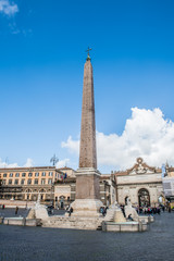 Fototapeta na wymiar Obelisk in piazza del popolo square in Rome Italy