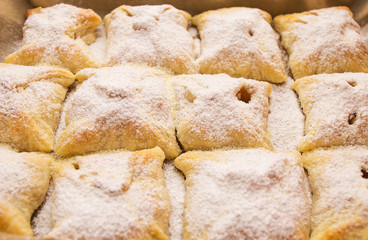 Crunchy puff pastry pies, homemade baking,