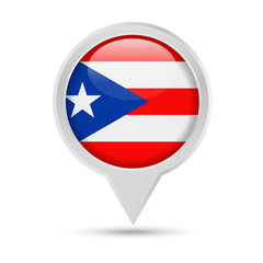 Puerto Rico Flag Round Pin Vector Icon