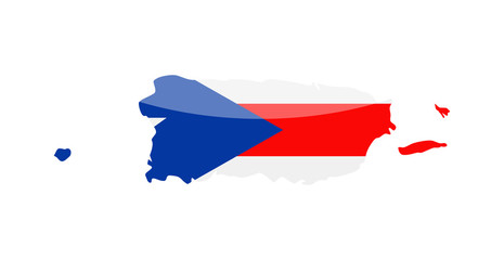 Puerto Rico Flag Country Contour Vector Icon