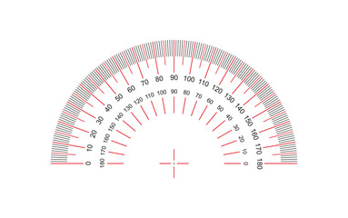 Protractor. Protractor grid for measuring degrees. Tilt angle meter. Measuring tool. AI10