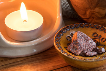Croton lechleri (sangre de drago) resin in a bowl