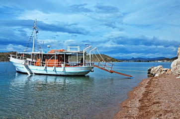 Greece-boat and Kondyli beach