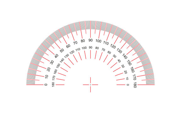 Protractor. Protractor grid for measuring degrees. Tilt angle meter. Measuring tool. AI10