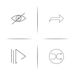 Buttons simple linear icon set.Simple outline icons