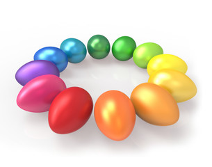 Easter eggs isolated on white. 3D illustration