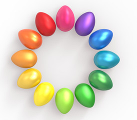 Easter eggs isolated on white. 3D illustration