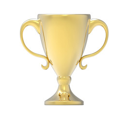 Fototapeta na wymiar Golden trophy. 3D image isolated on white background