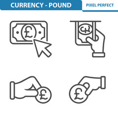 Pound Icons. Professional, pixel perfect icons depicting various Pound Currency concepts. EPS 8 format.