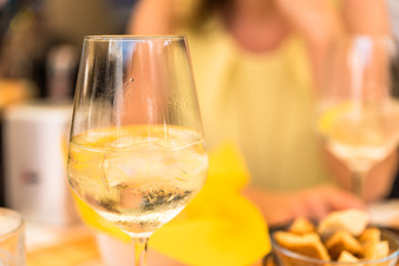 Glass of Vine in a Vinery in Italy