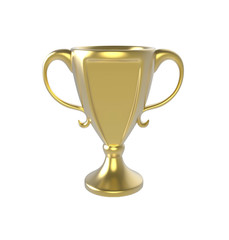 Golden trophy. 3D image isolated on white background