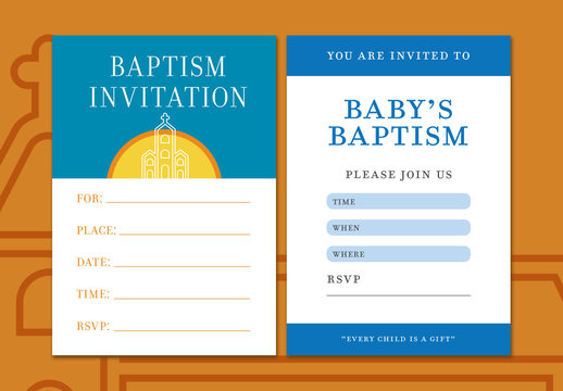 Baptism Invitation Layout with Church Illustration 1