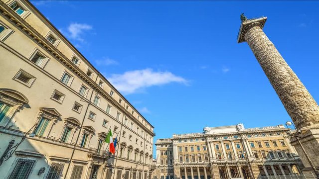 Time lapse effect in Colonna square. Rome, Italy
