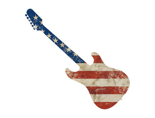 Obraz premium Guitar shaped old grunge vintage American US flag