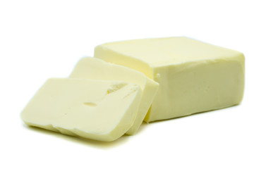 Butter Stück isoliert freigestellt auf weißen Hintergrund, Freisteller