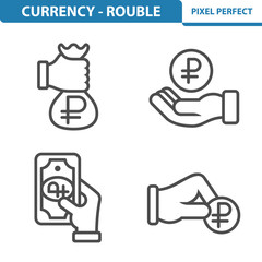 Rouble / Ruble Icons. Professional, pixel perfect icons depicting various Russian Ruble / Rouble currency concepts. EPS 8 format.