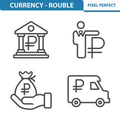Rouble / Ruble Icons. Professional, pixel perfect icons depicting various Russian Ruble / Rouble currency concepts. EPS 8 format.