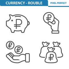 Fototapeta premium Rouble / Ruble Icons. Professional, pixel perfect icons depicting various Russian Ruble / Rouble currency concepts. EPS 8 format.