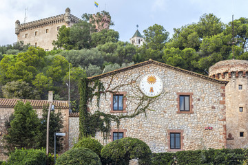 Castle and masia, traditional catalan house, Castelldefels,Catalonia,Spain.