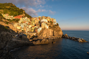 Fototapeta na wymiar Manarola in Cinque Terre is a Park in Italy, located on the West Coast of Italy. There are 3 major Towns in the Park, Manarola, Vernazza and Rio Maggiore