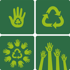 Ecology illustration with recycle sign. Vector illustration.
