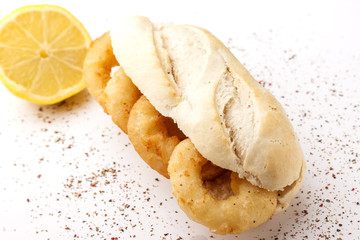 Calamari sandwich, spanish bocadillo de calamares