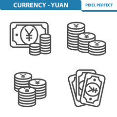 Yen / Yuan Icons. Professional, pixel perfect icons depicting various yen / yuan currency concepts. EPS 8 format.