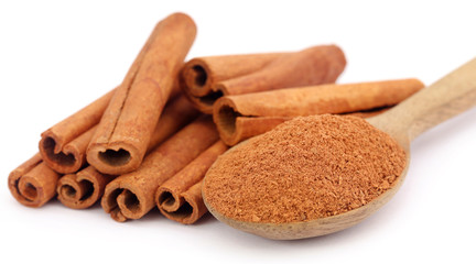 Fresh aromatic cinnamon with powder spice