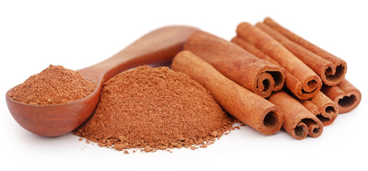 Fresh aromatic cinnamon with powder spice