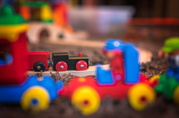 Colourful wooden toy train
