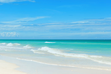 The beach of VAtlantic Ocean with a turquoise ocean.Varadero, Cuba