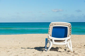 A chaise-longue on the beach . Cuba, Varadero