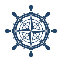 Steering wheel and conpass rose navigation symbol