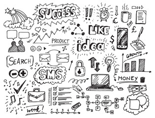 Business doodles hand-drawn sketch set © katarinalas