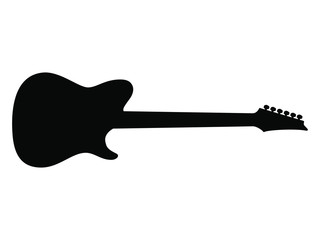 High Quality Hand Drawn Black Silhouette of an Heavy Metal Guitar