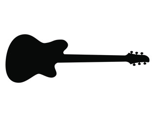 High Quality Hand Drawn Black Silhouette of an Heavy Metal Guitar